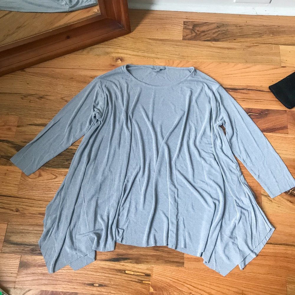 COS Grey Shark Bite Hem Top Flowy Handkerchief Hem Size S